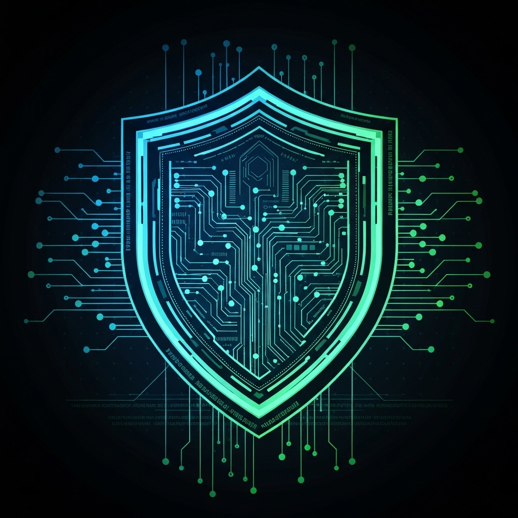 Cyber security shield protection illustration